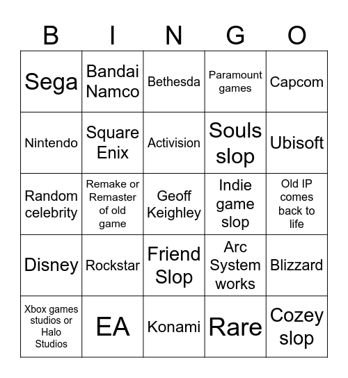 SGF Bingo Card