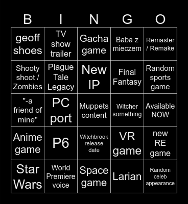 SGF 2026 Bingo Card