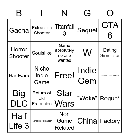 SGF 2026 Bingo Card