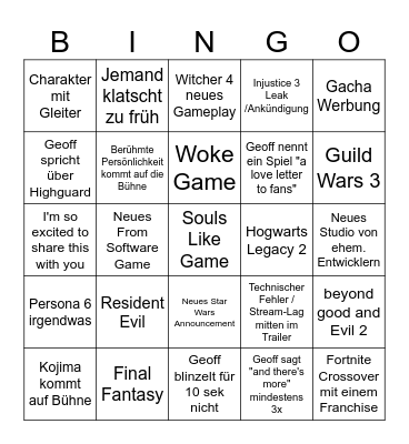 Summer Game Show Bingo Card