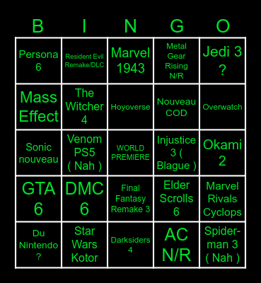 Jeux SGF 2026 Bingo Card