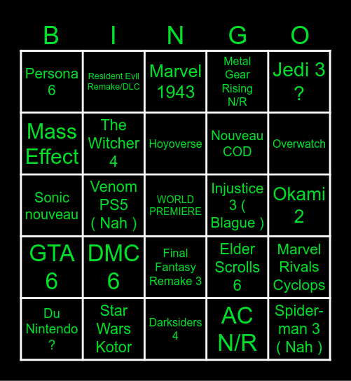 Jeux SGF 2026 Bingo Card