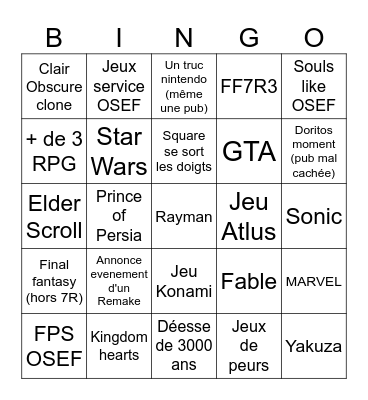 SGF 2026 Bingo Card
