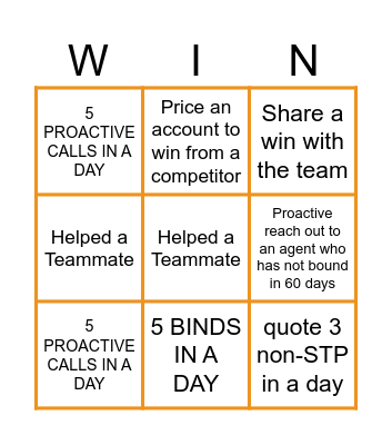 Team Summit Bingo Card