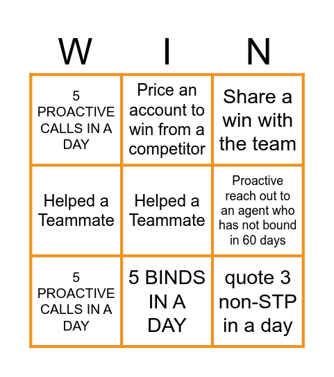 Team Summit Bingo Card