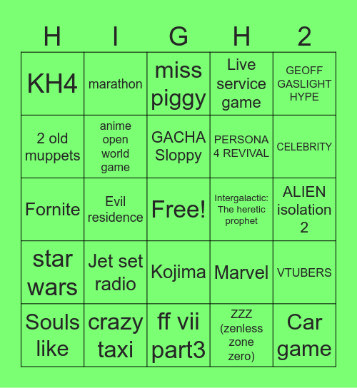 HIGHGUARD 2 World PREMIERE 2026 Bingo Card