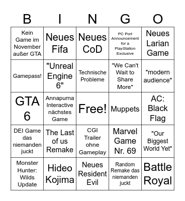 SGF 2026 Bullshit Bingo Card