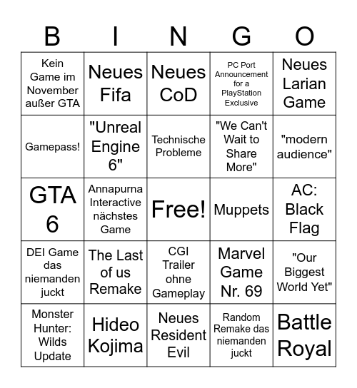 SGF 2026 Bullshit Bingo Card