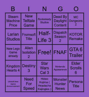 Summer Games Fest Bingo Card