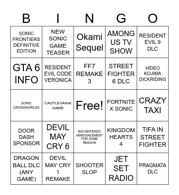 SUMMER GAMES FEST Bingo Card
