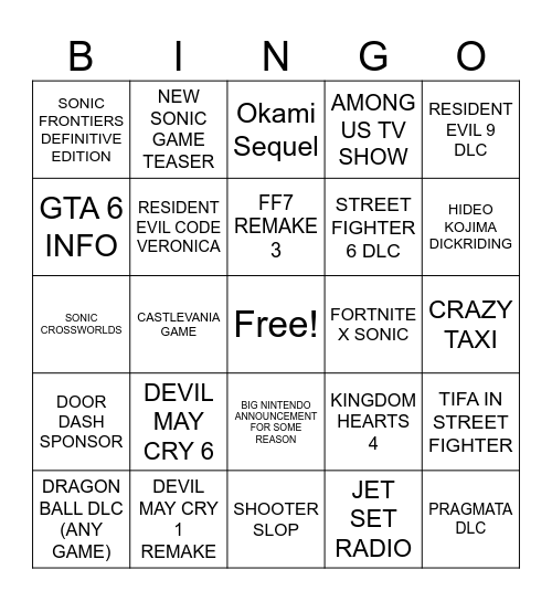 SUMMER GAMES FEST Bingo Card