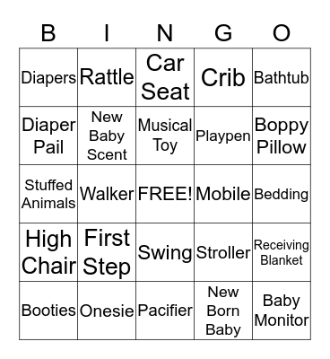 Baby Shower Bingo Card