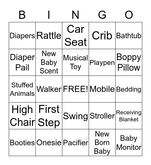 Baby Shower Bingo Card