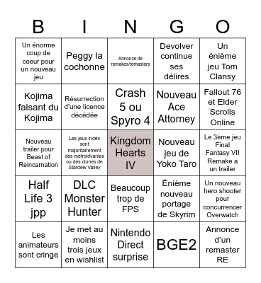 Summer Game Fest 2026 Bingo Card