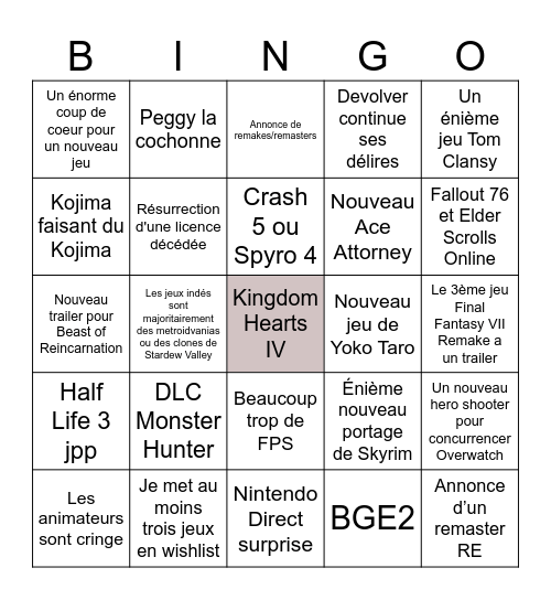 Summer Game Fest 2026 Bingo Card
