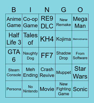 Summer Game Fest Bingo Card