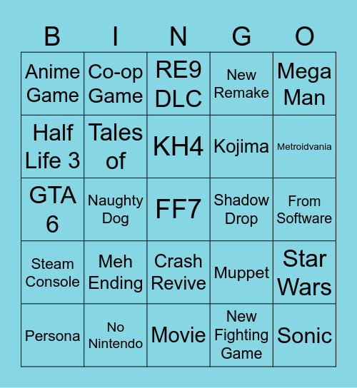 Summer Game Fest Bingo Card