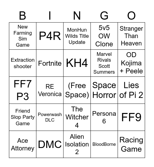 Summer Games Fest 2026 Bingo Card