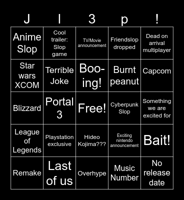 Game fest bingo Card