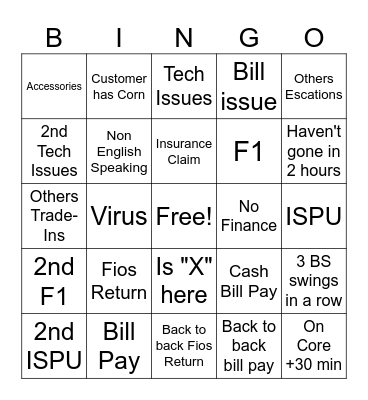 Bull Sh*t Bingo Card