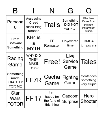 Aries SGF 2026 Bingo Card