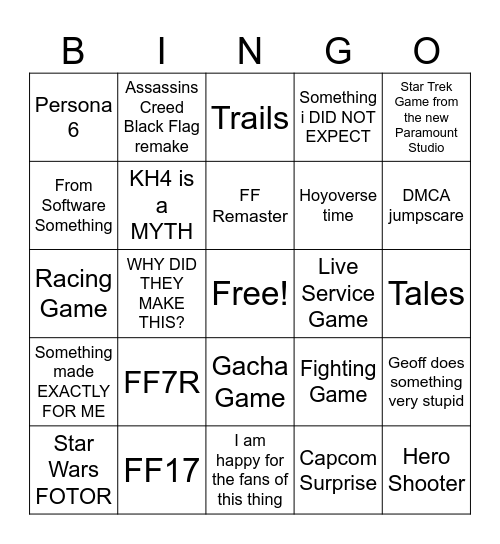 Aries SGF 2026 Bingo Card