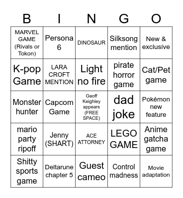 SUMMER GAMES FEST Bingo Card