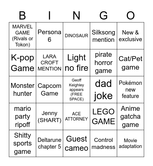 SUMMER GAMES FEST Bingo Card