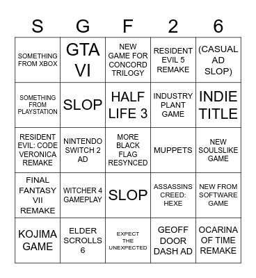 SUMMER GAMES FEST 2026 Bingo Card