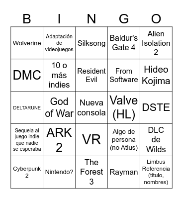 Summer Game Fest Bingo Card