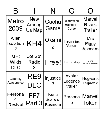 SGF 2026 Bingo Card