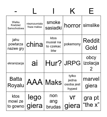 letni festiwal gier typu Bingo Card