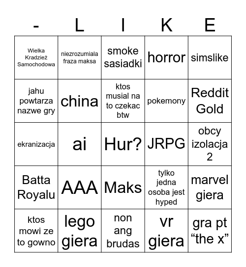 letni festiwal gier typu Bingo Card