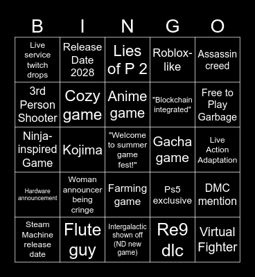 Taggithy Summer Games Fest 2026 Bingo! Bingo Card