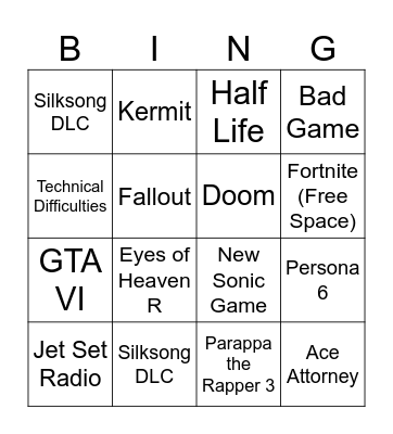 Summer Game Fest 2026 Bingo Card