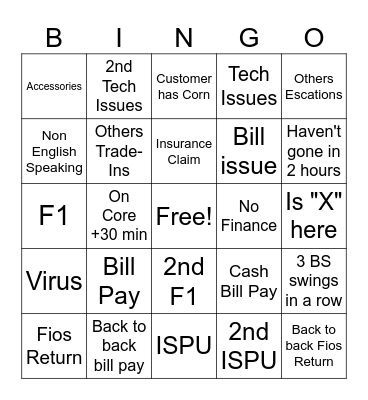 Bull Sh*t Bingo Card