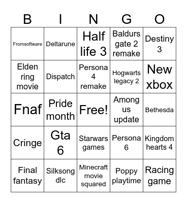 Summer game fest 2026 bingo card Bingo Card
