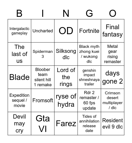 Untitled Bingo Card