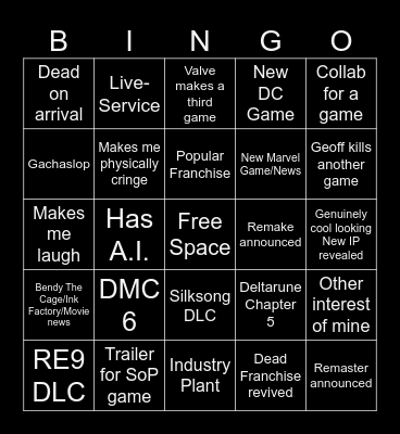 Summer Game Fest Bingo Card