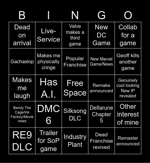 Summer Game Fest Bingo Card