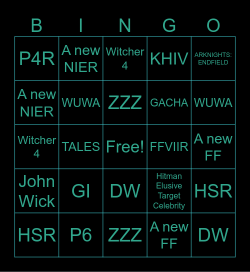 Summer Games Fest Bingo Card