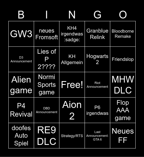 SGF 2026 Bingo Card
