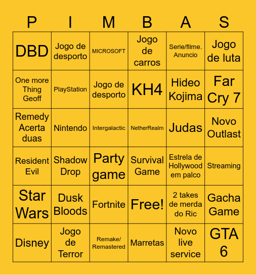SummerGameFest Bingo Card