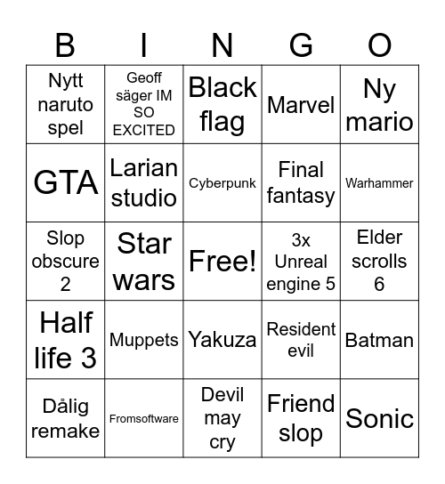 BINGO Card