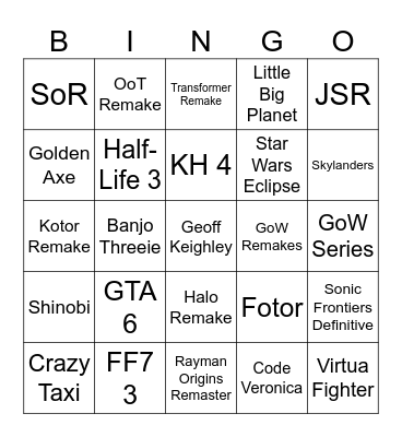 Summer Game Fest 2026 Bingo Card