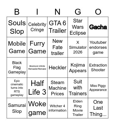 Summer Games Fest Bingo Card