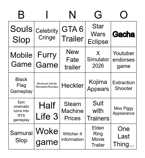Summer Games Fest Bingo Card