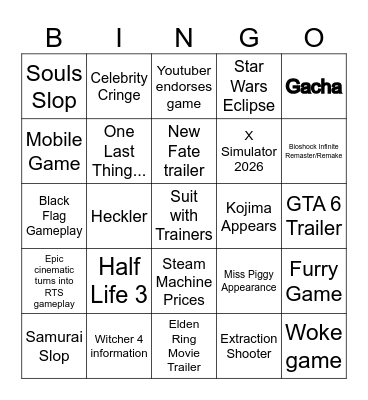 Summer Games Fest Bingo Card