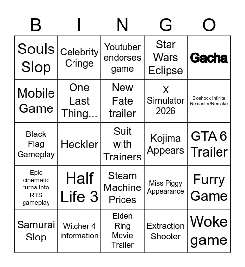Summer Games Fest Bingo Card