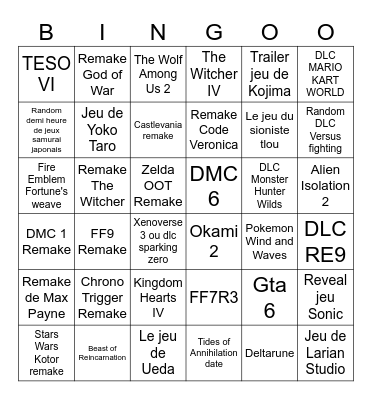 Summer Game Fest Bingo Card